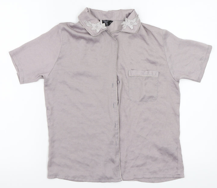 Secret Possessions Womens Grey   Basic Button-Up Size 4