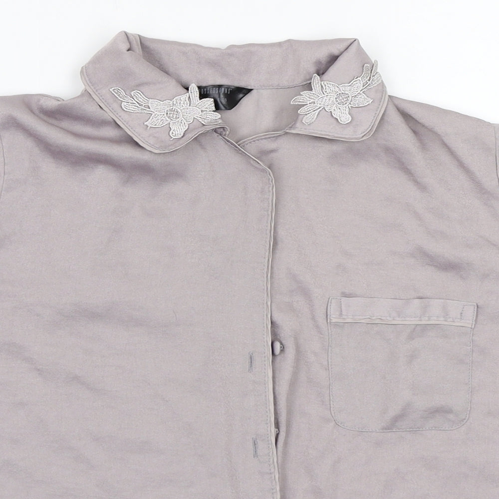 Secret Possessions Womens Grey   Basic Button-Up Size 4