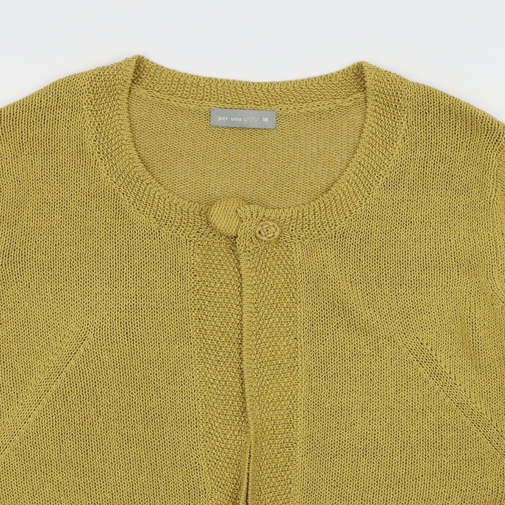 Per Una Womens Yellow   Cardigan Jumper Size 18