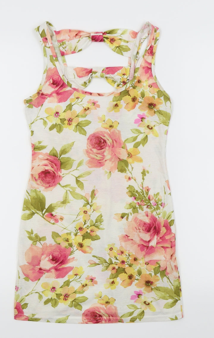 New Look Womens White Floral  Fit & Flare  Size 8