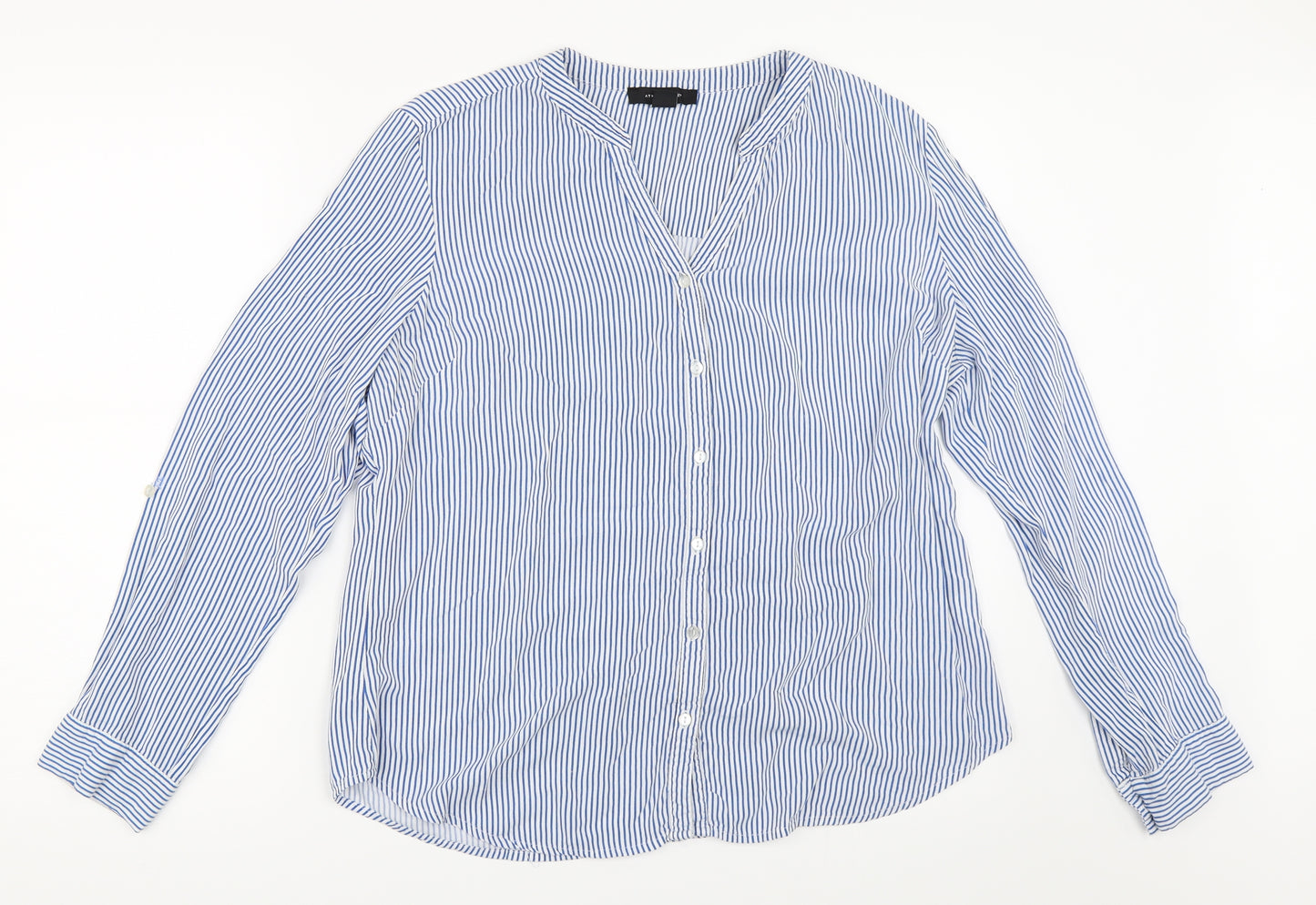 Primark Womens Blue Striped  Basic Button-Up Size 18