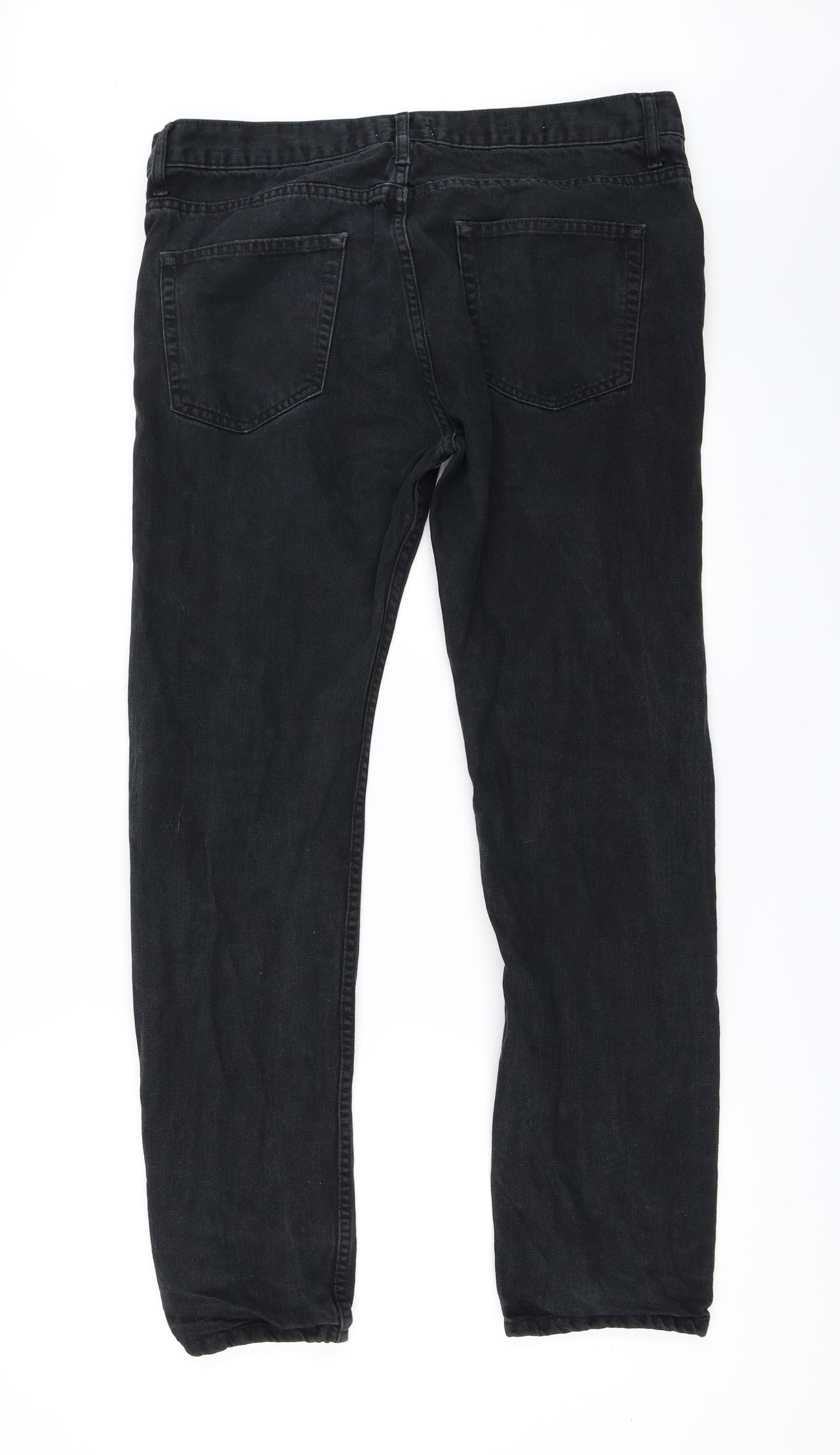 Topman Mens Black  Denim Straight Jeans Size 34 in L29 in