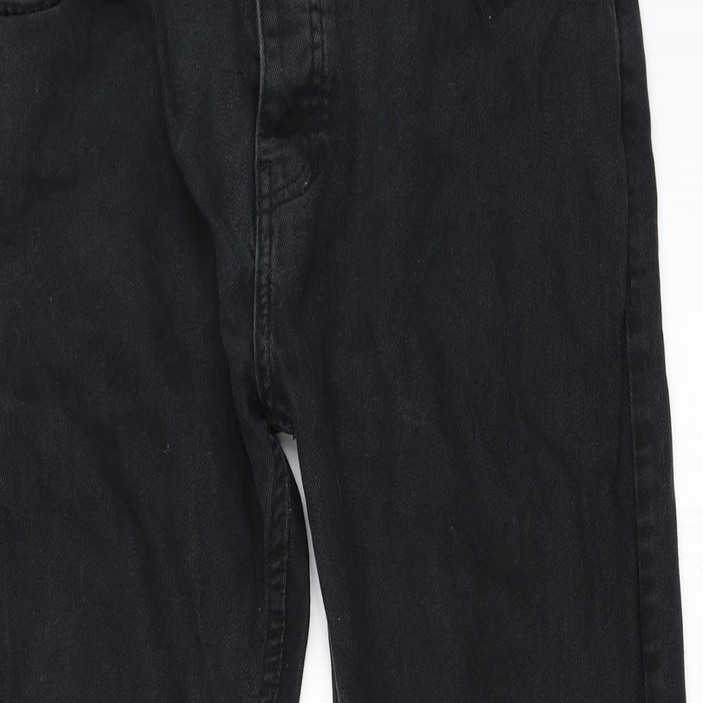 Topman Mens Black  Denim Straight Jeans Size 34 in L29 in