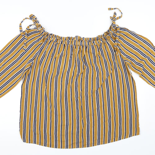 Matalan Womens Yellow Striped  Basic Blouse Size 14