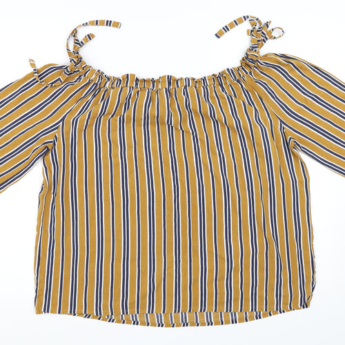 Matalan Womens Yellow Striped  Basic Blouse Size 14