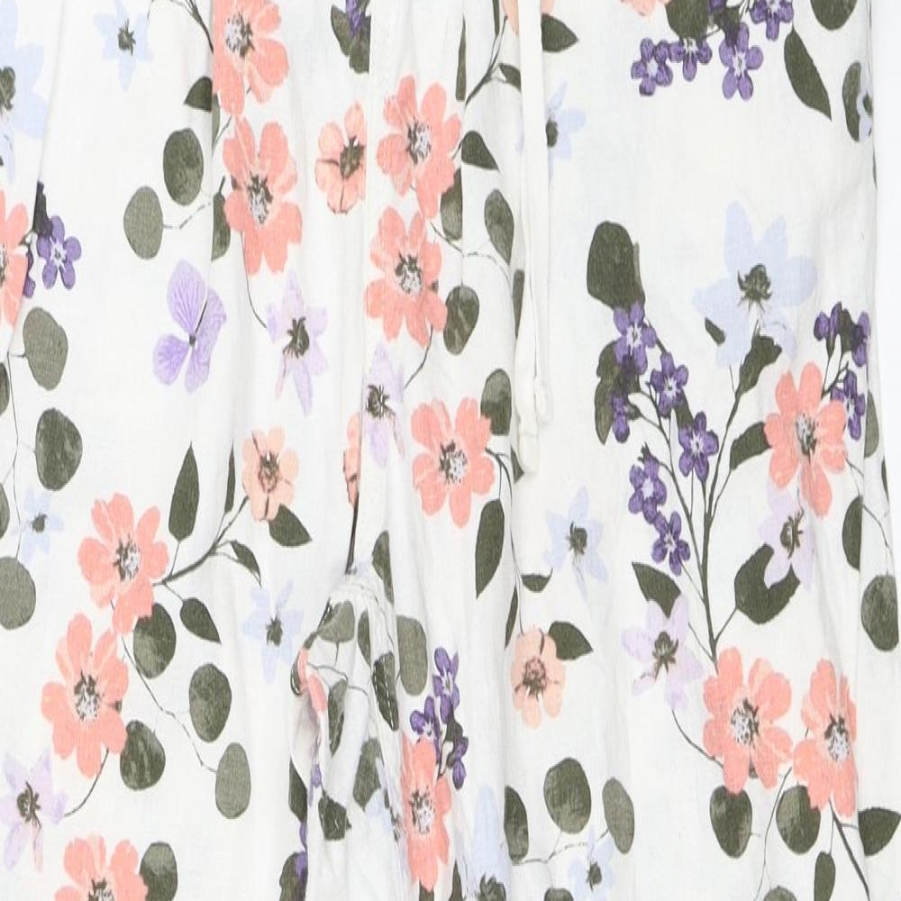 Marks and Spencer Womens White Floral  Trousers  Size 14 L28 in