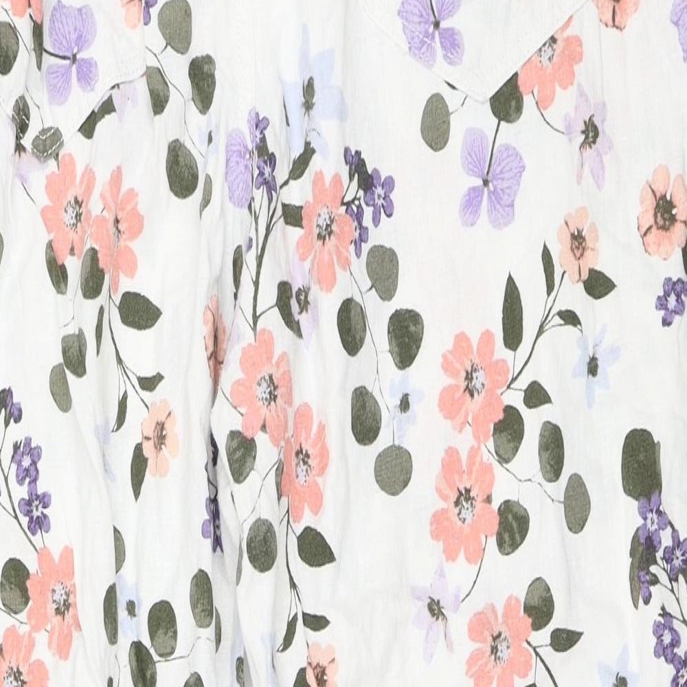 Marks and Spencer Womens White Floral  Trousers  Size 14 L28 in