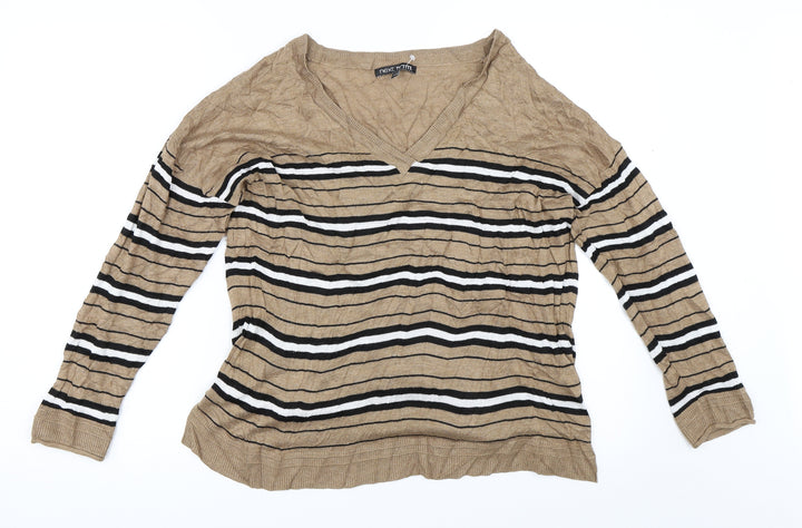 NEXT Womens Beige Striped  Pullover Jumper Size 18