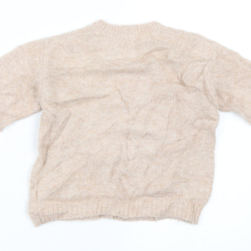 H&M Girls Beige   Pullover Jumper Size 3-4 Years  - butterfly