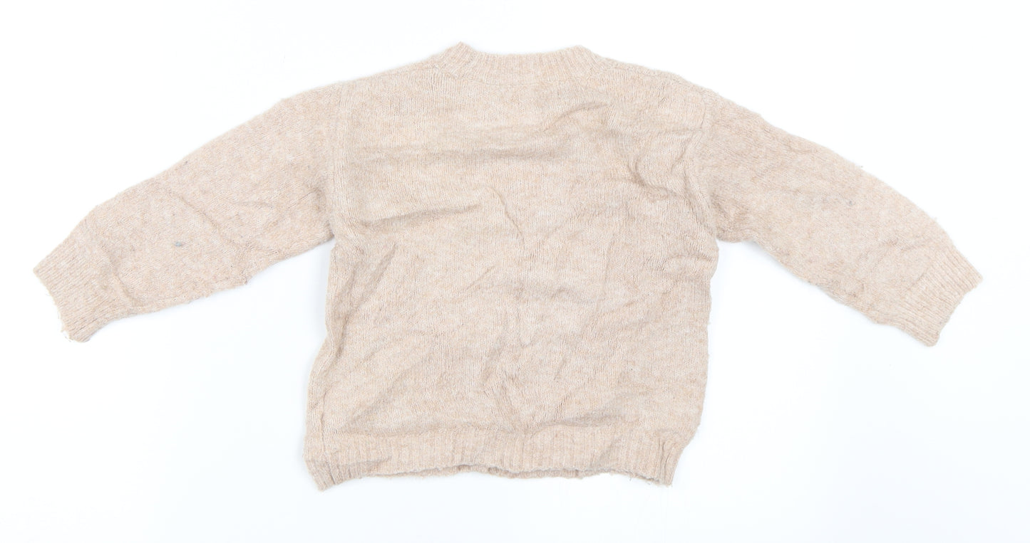 H&M Girls Beige   Pullover Jumper Size 3-4 Years  - butterfly