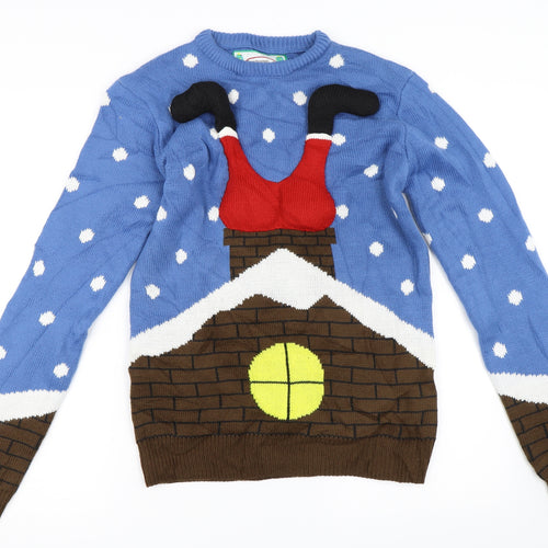 Cedar Wood State Mens Blue   Pullover Jumper Size XS  - santa christmas