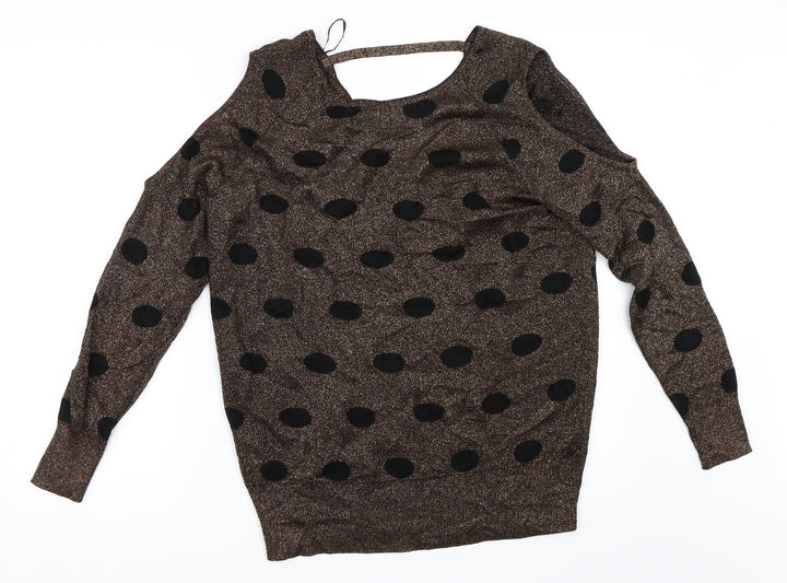 Matalan Womens Brown Pullover Jumper Size 14 - Cut Out Shoulders