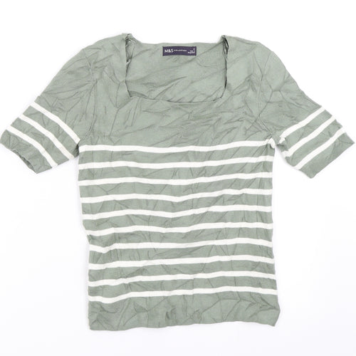 Marks and Spencer Womens Green Striped  Pullover Jumper Size 8