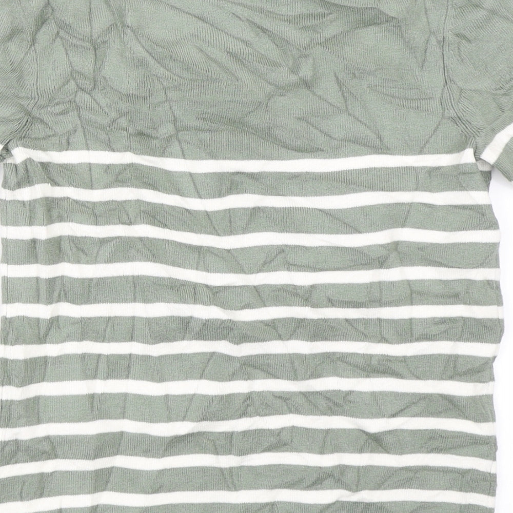 Marks and Spencer Womens Green Striped  Pullover Jumper Size 8