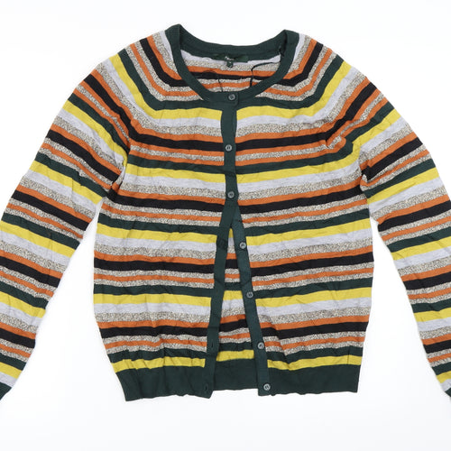 Marks and Spencer Womens Green Striped  Cardigan Jumper Size 12