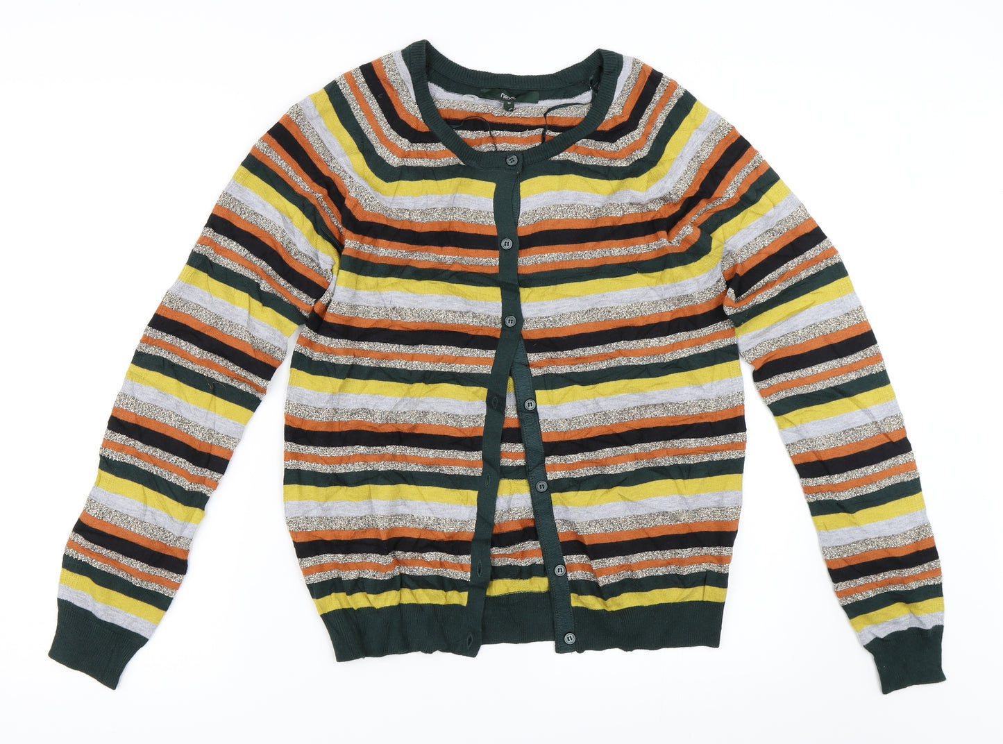 Marks and Spencer Womens Green Striped  Cardigan Jumper Size 12