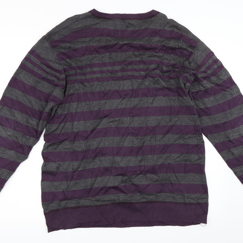 Philosophy Blues Original Mens Purple Striped  Pullover Jumper Size M