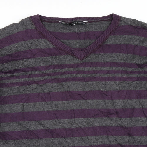 Philosophy Blues Original Mens Purple Striped  Pullover Jumper Size M
