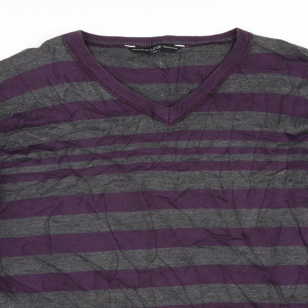 Philosophy Blues Original Mens Purple Striped  Pullover Jumper Size M