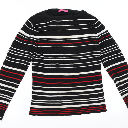For Women Womens Black Striped  Pullover Jumper Size 12