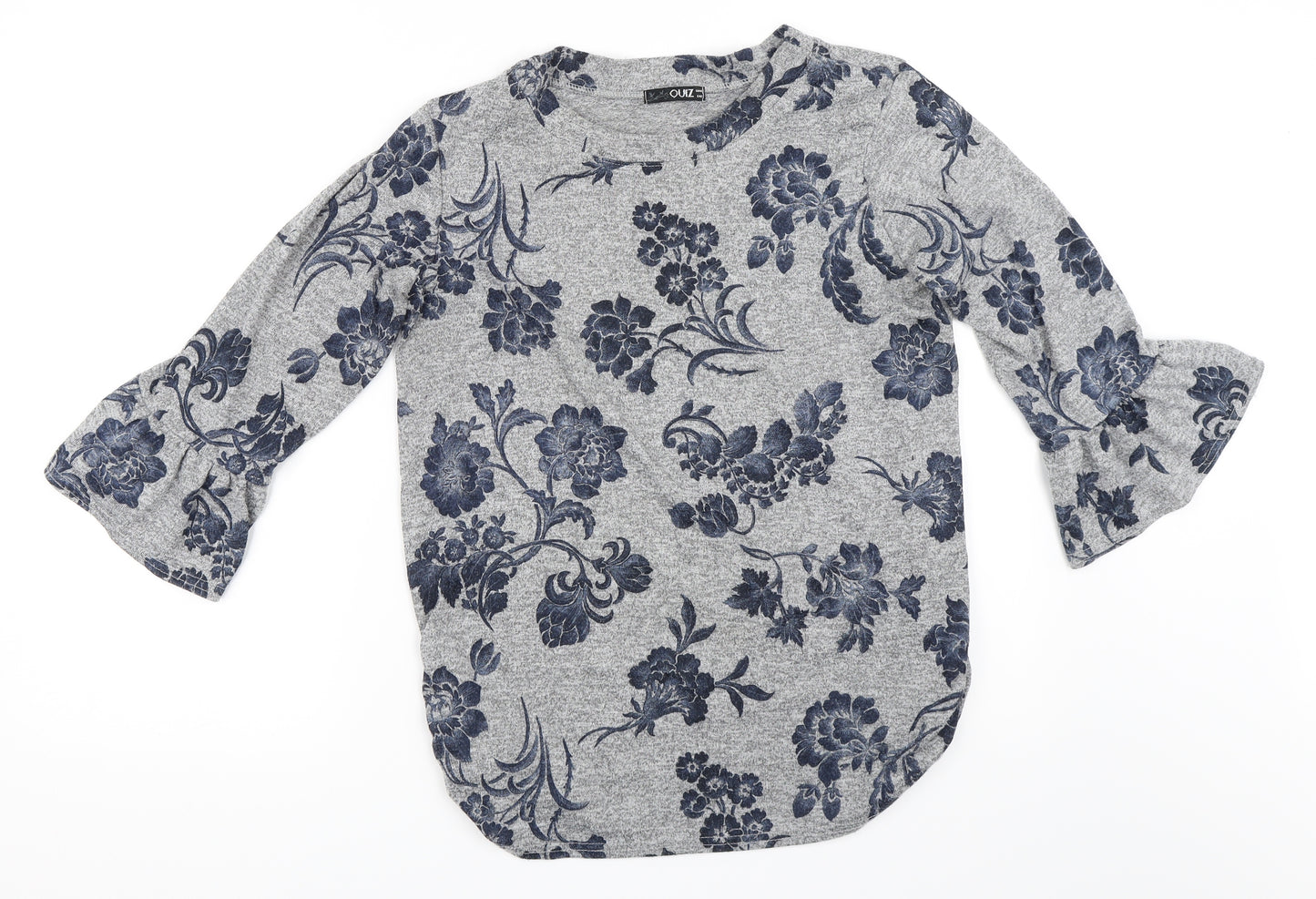 Quiz Womens Grey Floral  Pullover Jumper Size 14