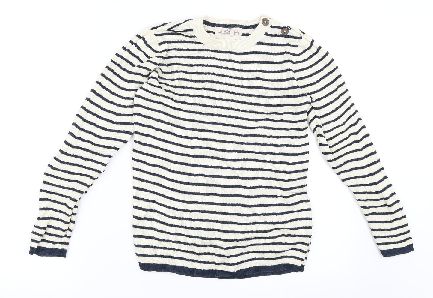 H&M Girls Beige Striped  Pullover Jumper Size 9-10 Years
