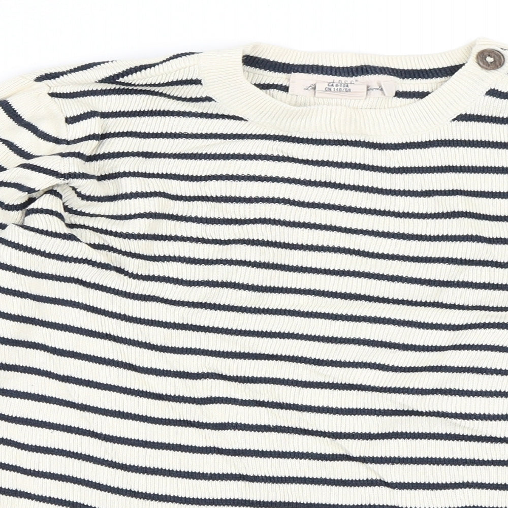 H&M Girls Beige Striped  Pullover Jumper Size 9-10 Years