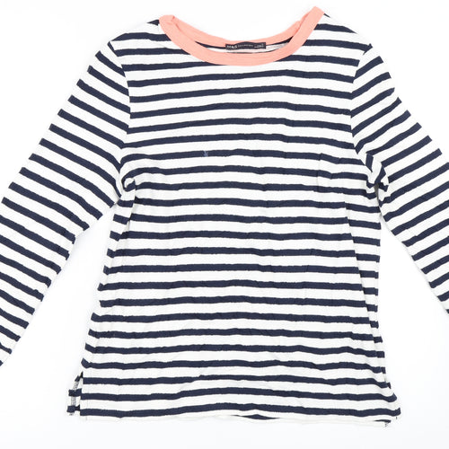 Marks and Spencer Womens White Striped  Pullover Jumper Size 6