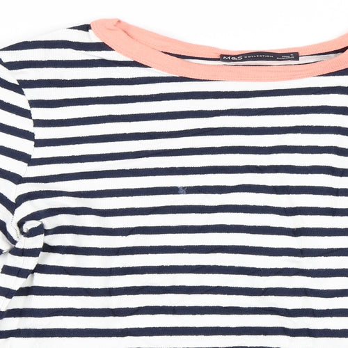 Marks and Spencer Womens White Striped  Pullover Jumper Size 6