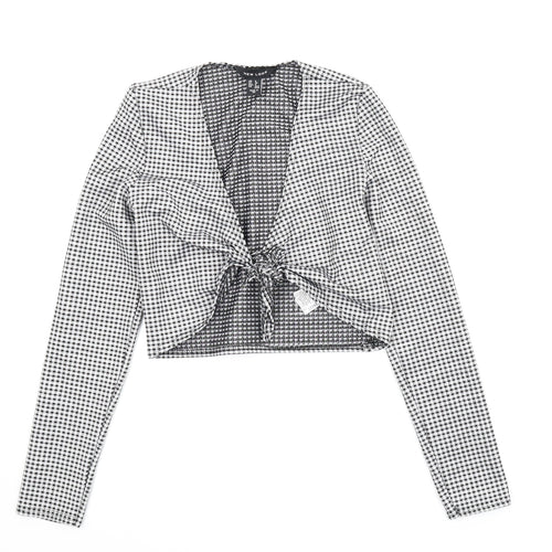 New Look Womens Black Check  Cropped Blouse Size 8