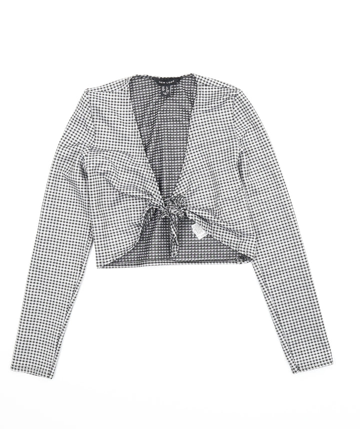 New Look Womens Black Check  Cropped Blouse Size 8