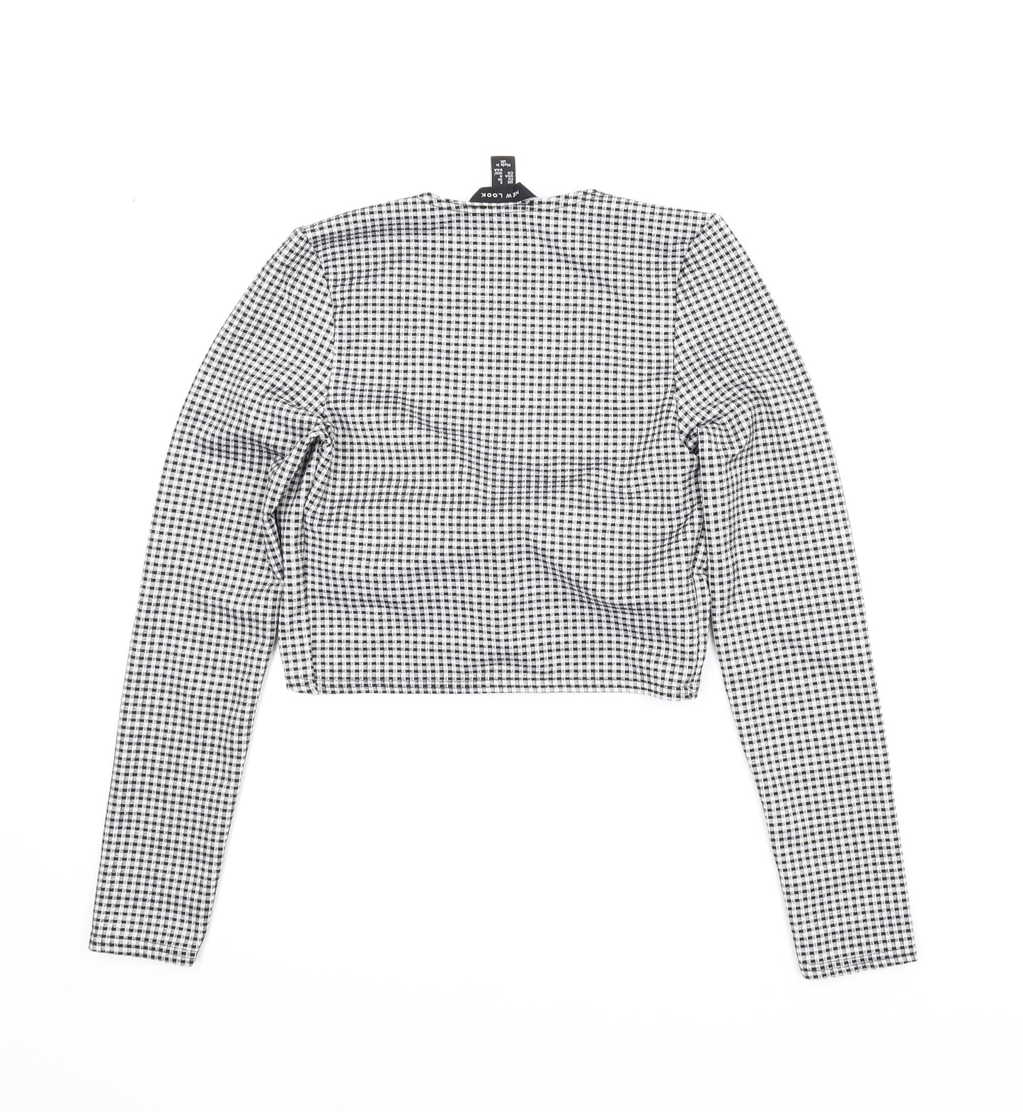 New Look Womens Black Check  Cropped Blouse Size 8