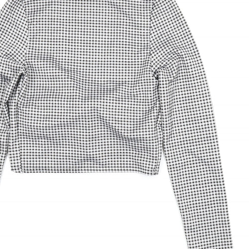 New Look Womens Black Check  Cropped Blouse Size 8