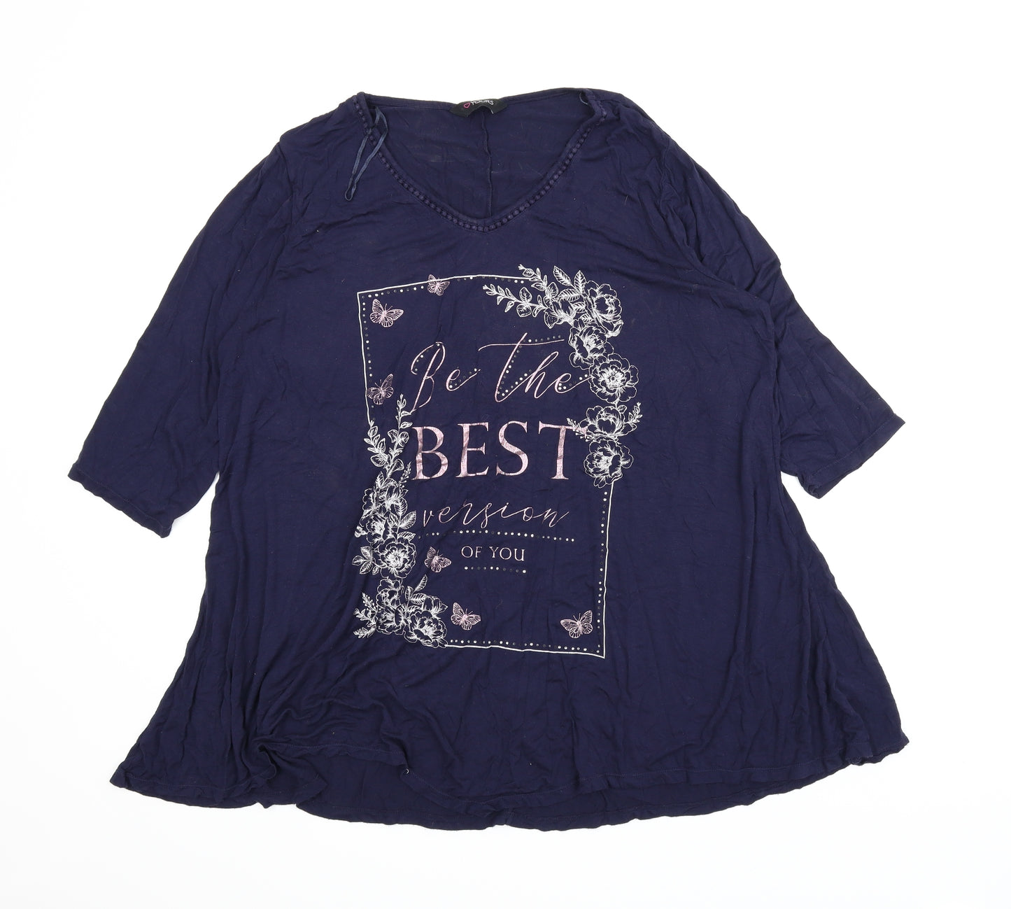 Yours Womens Blue Solid  Chemise Pyjama Top Size 20
