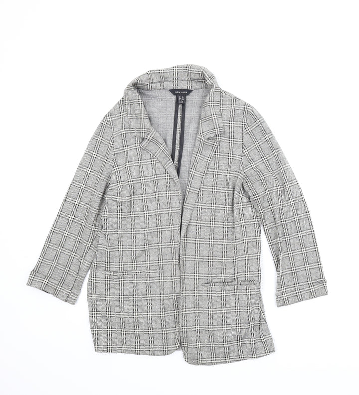 New Look Womens Grey Plaid Jacket Size 10
