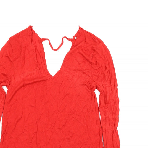 Peacocks Womens Red   Tunic Jumper Size 16  - Keyhole neck