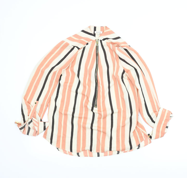 River Island Womens Orange Striped  Basic Blouse Size 8