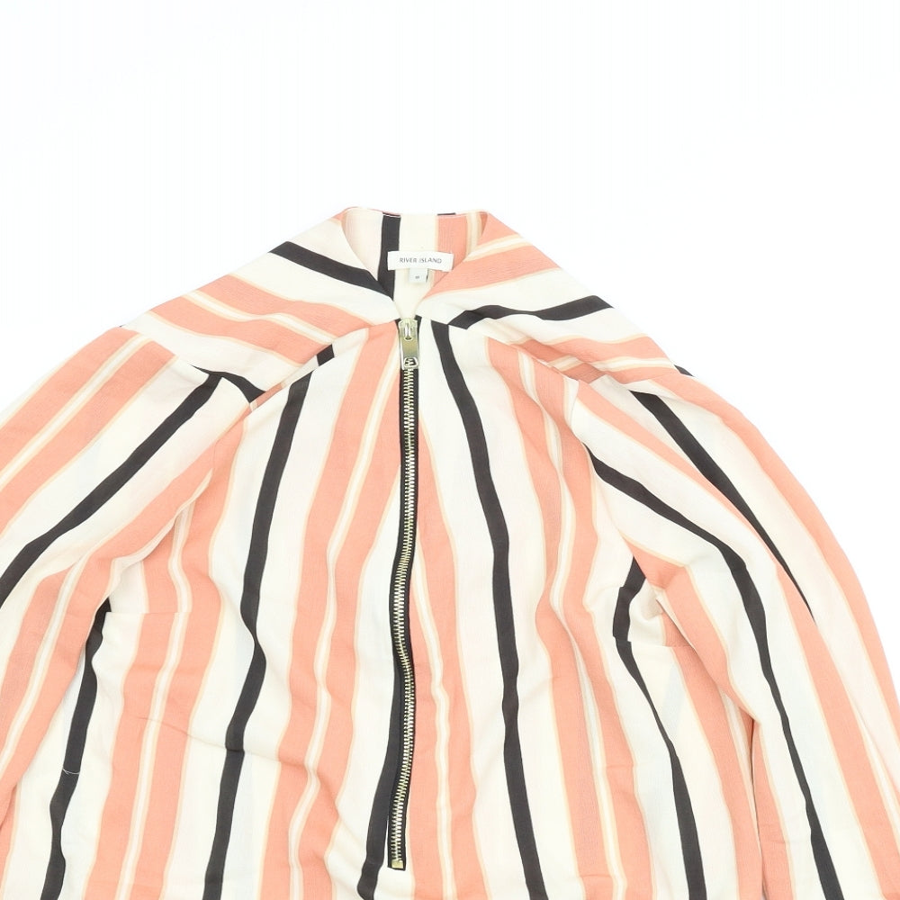River Island Womens Orange Striped  Basic Blouse Size 8