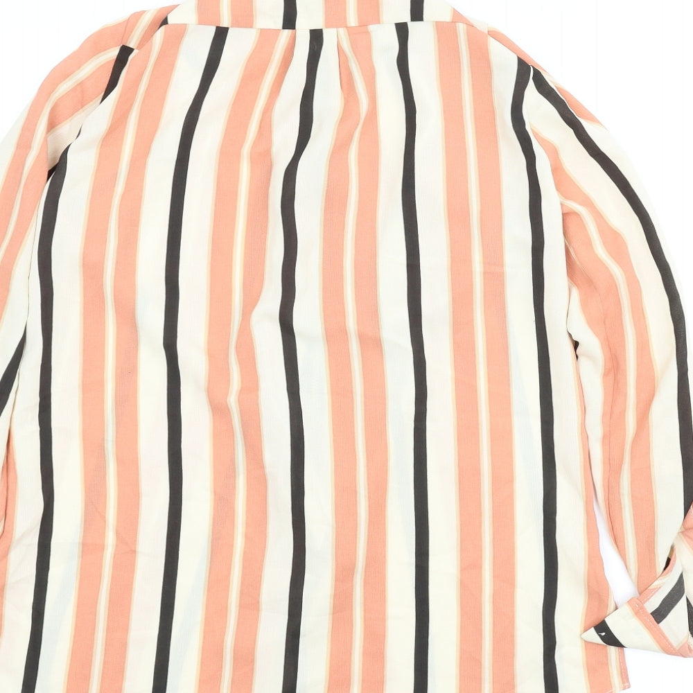 River Island Womens Orange Striped  Basic Blouse Size 8