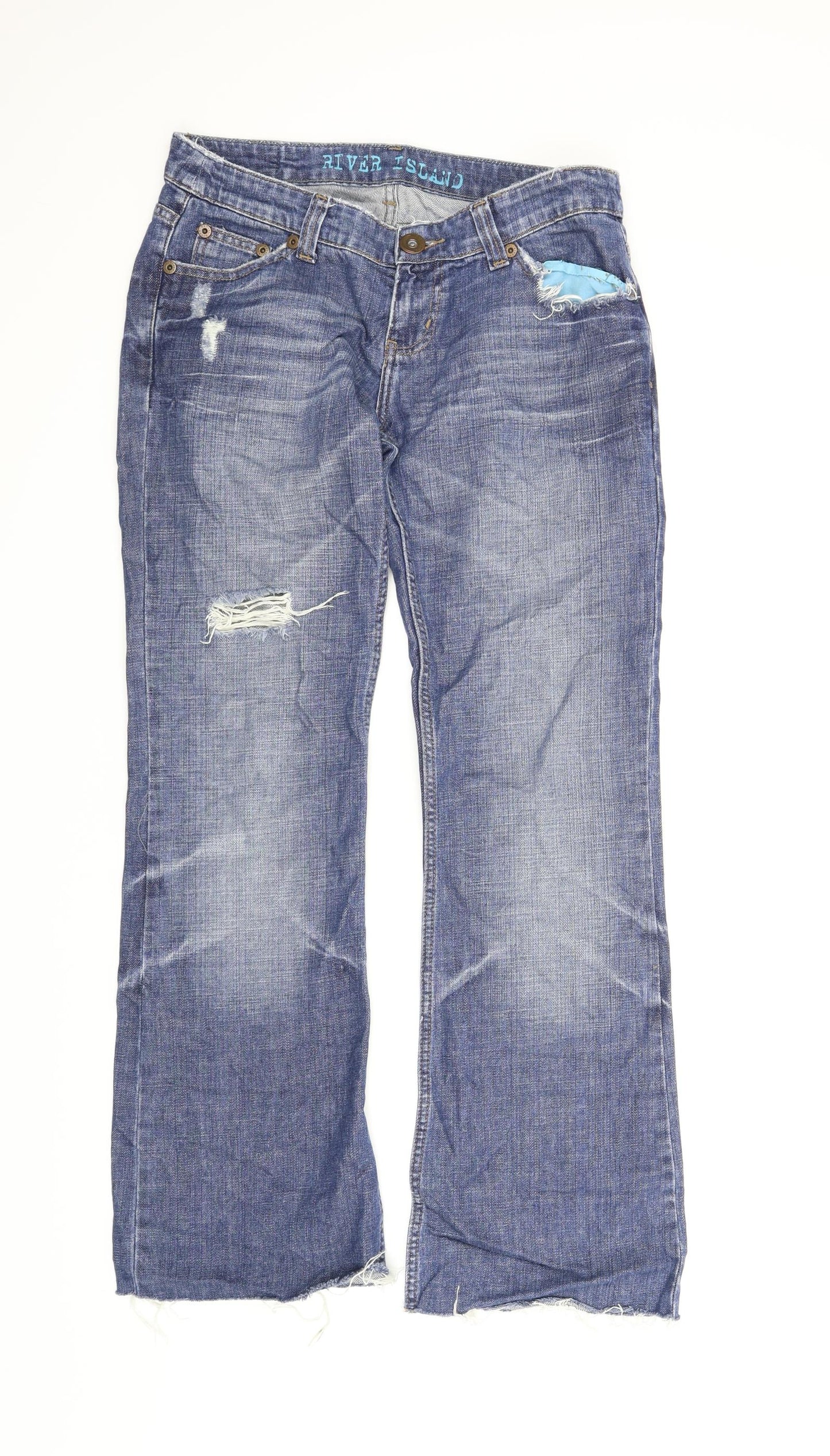 River Island Womens Blue  Denim Flared Jeans Size 10 L28 in