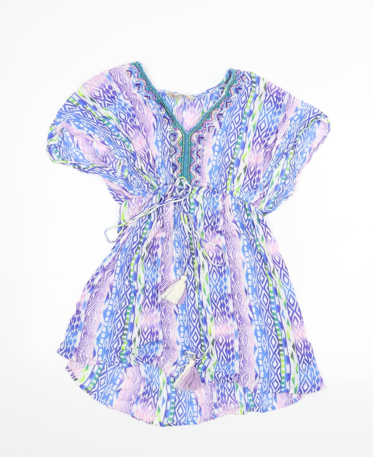 Debenhams Womens Blue Geometric  Skater Dress  Size S