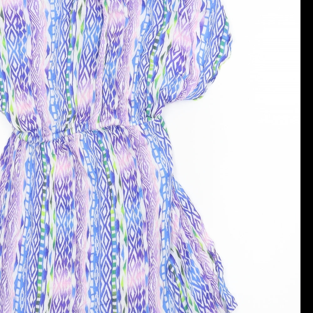 Debenhams Womens Blue Geometric  Skater Dress  Size S