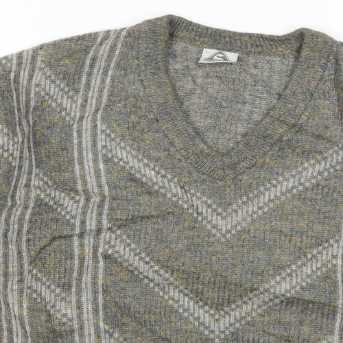 Strichschon Mens Grey Striped  Pullover Jumper Size XL