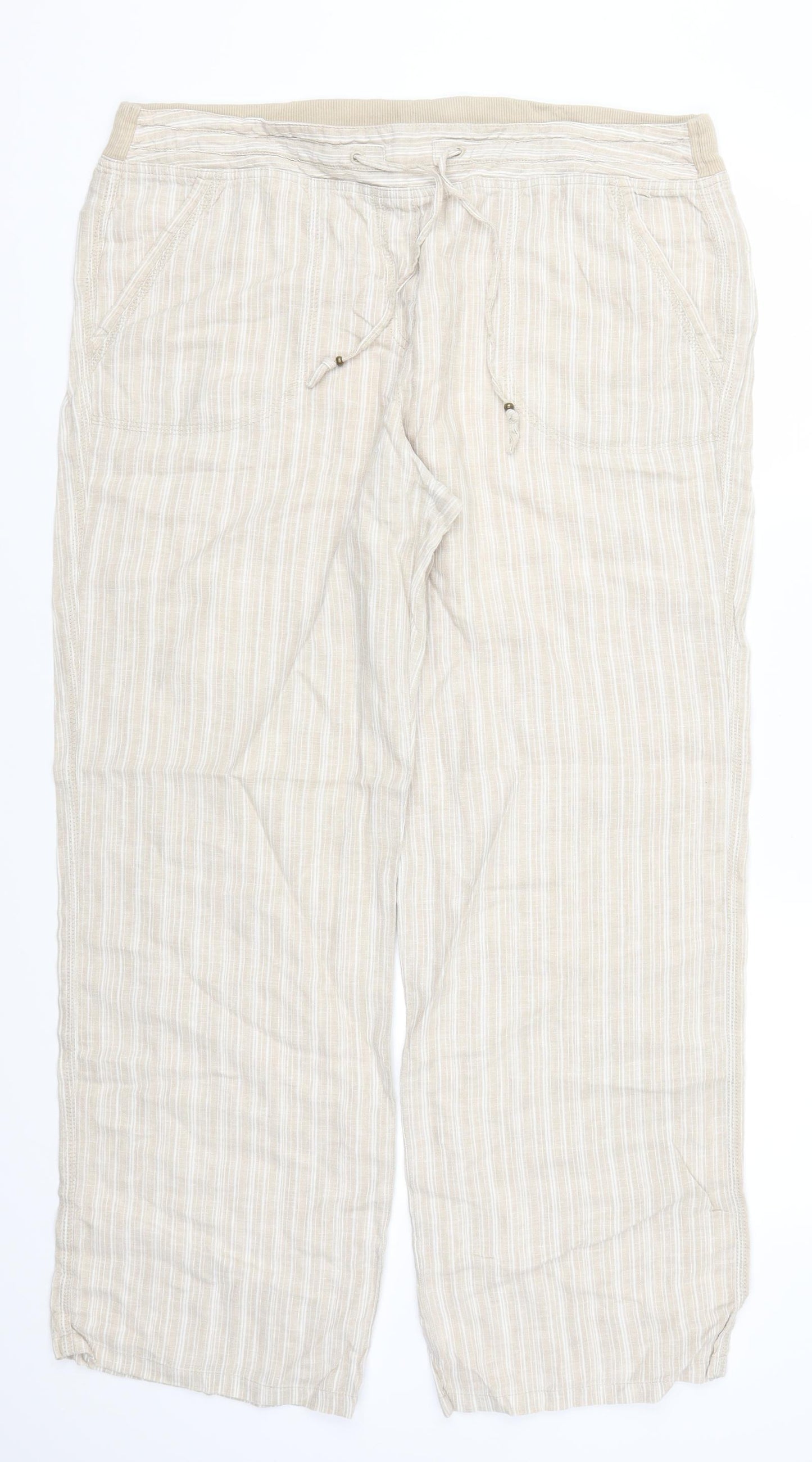Preworn Womens Beige Striped  Trousers  Size 38 in L29 in