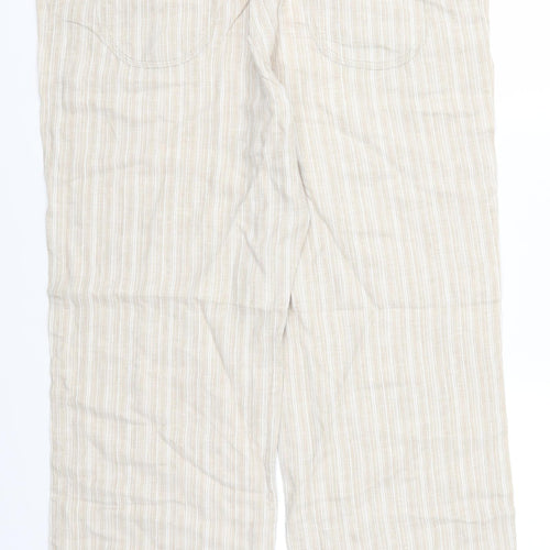 Preworn Womens Beige Striped  Trousers  Size 38 in L29 in