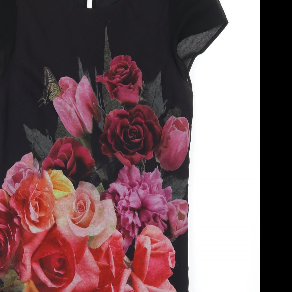 Miss Selfridge Womens Black Floral  Mini  Size 10  - Butterflies