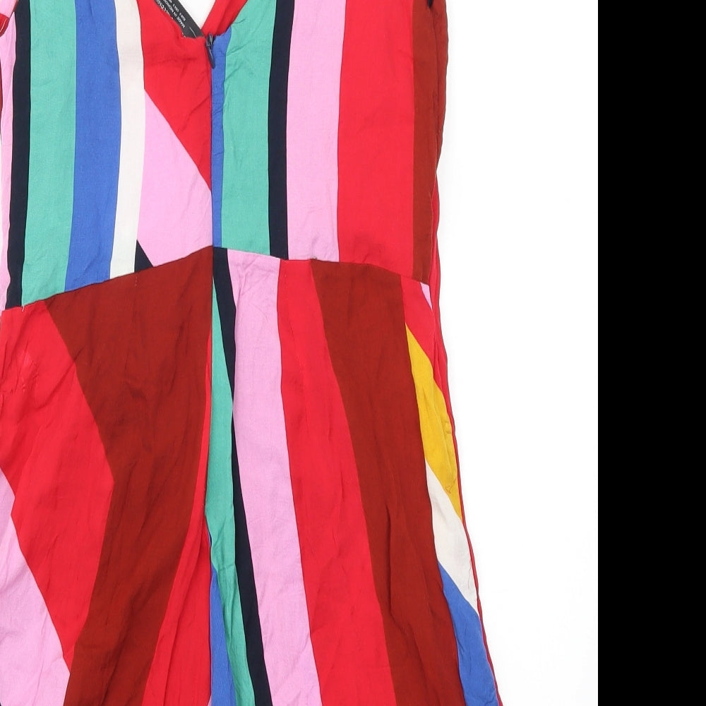 Zara Womens Multicoloured Striped  Playsuit One-Piece Size S L3 in