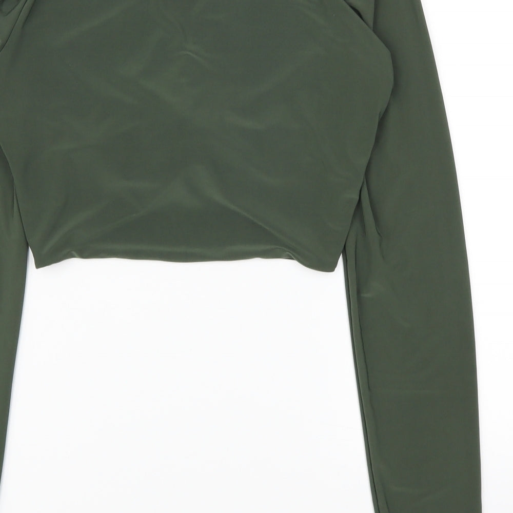 Pretty Little Thing Womens Green   Cropped T-Shirt Size 10