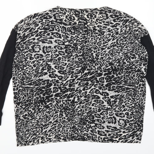Warehouse Womens Black Animal Print  Basic T-Shirt Size 8