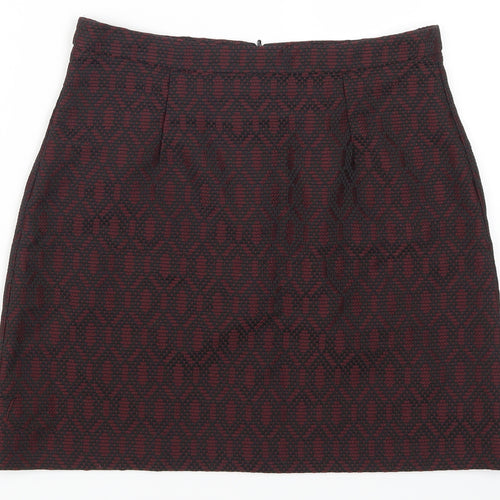 New Look Womens Red Geometric  Mini Skirt Size 8